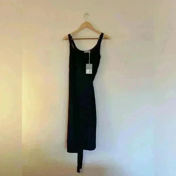 NWT Everlane Midi Wrap Dress, Size 0 | Japanese GoWeave Tank Wrap Dress in Black - Picture 5 of 7